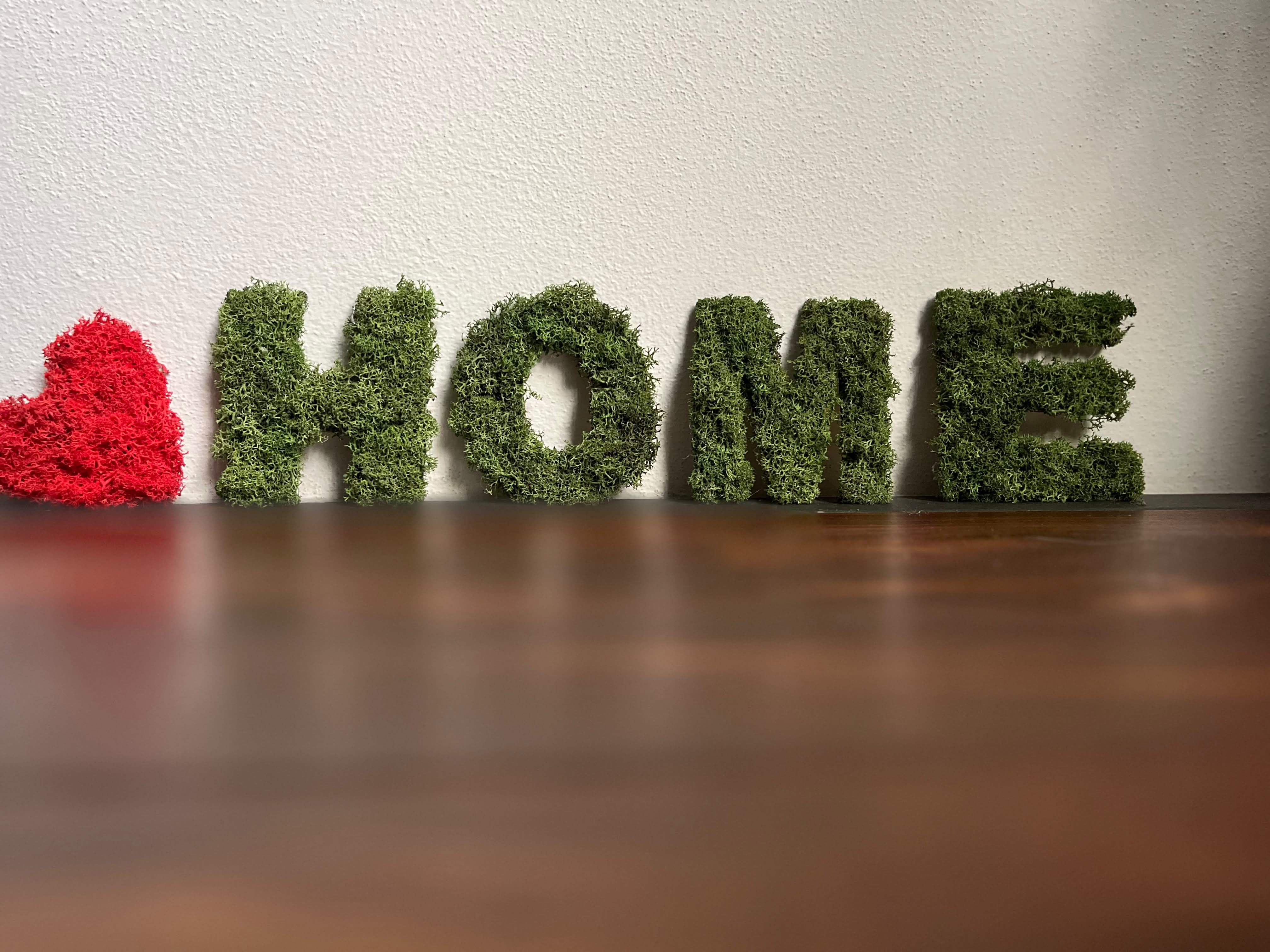 Lettere «Home» in muschio